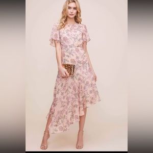 NWT ASTR The Label pink floral print asymmetrical dress